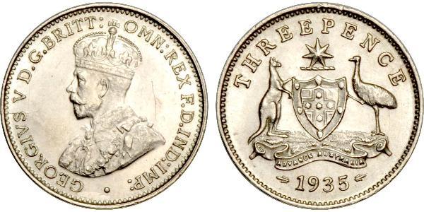 1 Threepence 澳大利亚 銀 乔治五世  (1865-1936)