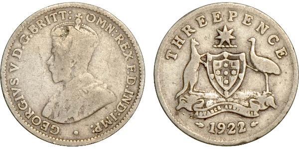 1 Threepence 澳大利亚 銀 乔治五世  (1865-1936)