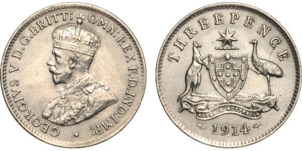 1 Threepence 澳大利亚 銀 乔治五世  (1865-1936)