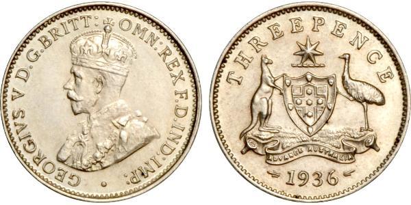1 Threepence 澳大利亚 銀 乔治五世  (1865-1936)