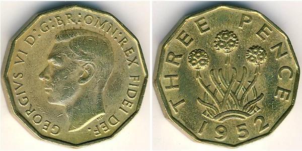 1 Threepence 英国 黃銅 乔治六世 (1895-1952)