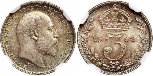 1 Threepence / 3 Penny 大不列颠及爱尔兰联合王国 (1801 - 1922) 銀 爱德华七世 (1841-1910)