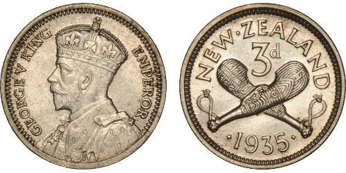 1 Threepence / 3 Пенни Новая Зеландия Серебро Георг V (1865-1936)