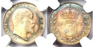 1 Threepence / 3 Пені Сполучене королівство Великобританії та Ірландії (1801-1922) Срібло Едвард VII (1841-1910)