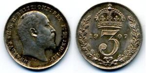 1 Threepence / 3 Пені Сполучене королівство Великобританії та Ірландії (1801-1922) Срібло Едвард VII (1841-1910)