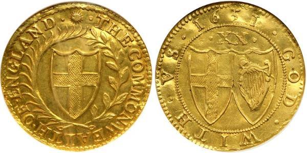 1 Unite Commonwealth of England (1649-1660) Oro 