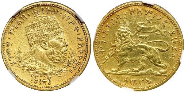 1 Werk Etiopía Oro Menelik II of Ethiopia ( 1844 -1913)