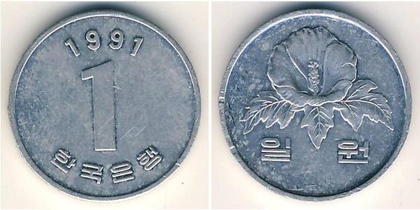 1 Won Corea del Sud Alluminio 