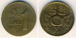 1 Won Corea del Sud Ottone 