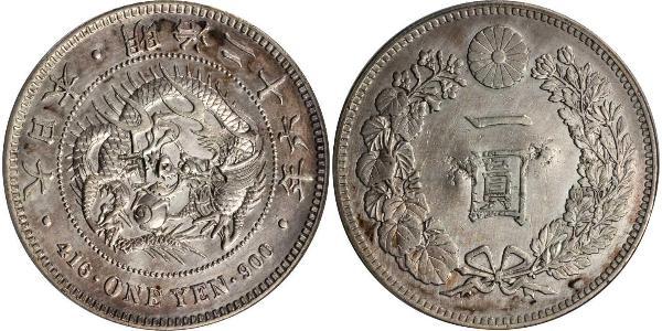 1 Yen Imperio del Japón (1868-1947) Plata Meiji the Great (1852 - 1912)