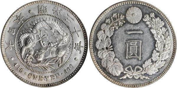 1 Yen Imperio del Japón (1868-1947) Plata Meiji the Great (1852 - 1912)