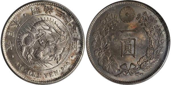 1 Yen Imperio del Japón (1868-1947) Plata Meiji the Great (1852 - 1912)
