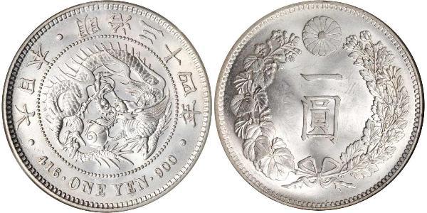 1 Yen 大日本帝国 (1868 - 1947) 銀 明治天皇 (1852 - 1912)
