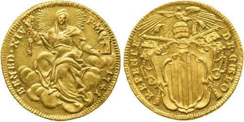 1 Zecchino Stato Pontificio (752-1870) Oro Papa Benedetto XIV (1675- 1758)