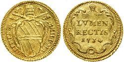 1 Zecchino Папская область (752-1870) Золото Климент XII (1652 - 1740)