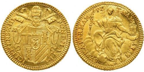 1 Zecchino Папская область (752-1870) Золото Климент XIII  (1693 -1769)
