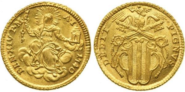 1 Zecchino Папская область (752-1870) Золото Бенедикт XIV (1675- 1758)