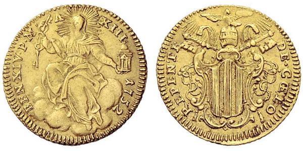 1 Zecchino Папская область (752-1870) Золото Бенедикт XIV (1675- 1758)