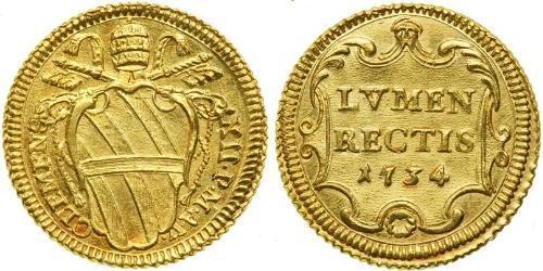 1 Zecchino Папська держава (752-1870) Золото Климент XII (1652 - 1740)
