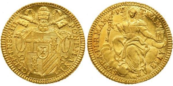 1 Zecchino Папська держава (752-1870) Золото Климент XIII (1693 -1769)