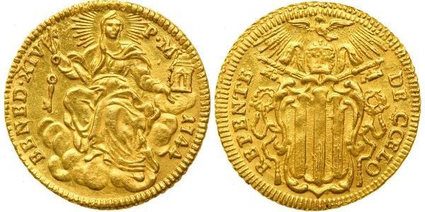 1 Zecchino Папська держава (752-1870) Золото Бенедикт XIV (1675- 1758)