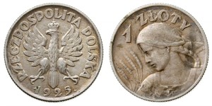 1 Zloty Deuxième République de Pologne (1918 - 1939) Argent 