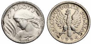 1 Zloty Seconda Repubblica Polacca (1918 - 1939) Argento 