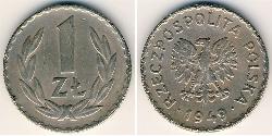 1 Zloty Polen Kupfer/Aluminium/Nickel 
