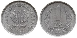 1 Zloty Volksrepublik Polen (1952-1990) Kupfer/Nickel 