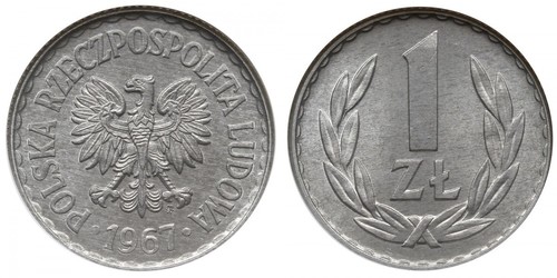 1 Zloty Volksrepublik Polen (1952-1990) Kupfer/Nickel 