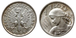 1 Zloty Segunda República Polaca (1918 - 1939) Plata 