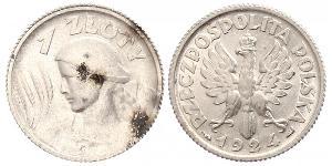 1 Zloty Zweite Polnische Republik (1918 - 1939) Silber 