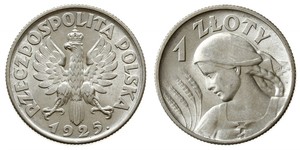 1 Zloty 波兰第二共和国 (1918 - 1939) 銀 