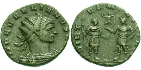 1 Антониниан Римская империя (27BC-395) Бронза Аврелиан (215-275)