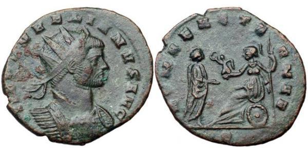 1 Антониниан Римская империя (27BC-395) Бронза Аврелиан (215-275)
