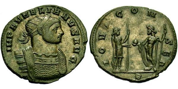 1 Антониниан Римская империя (27BC-395) Бронза Аврелиан (215-275)