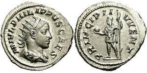 1 Антониниан Римская империя (27BC-395) Серебро Филипп II (237-249)