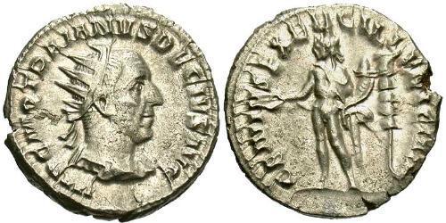 1 Антониниан Римская империя (27BC-395) Серебро Деций Траян (201-251)
