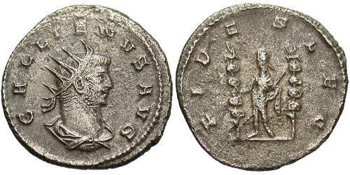 1 Антониниан Римская империя (27BC-395) Серебро Галлиен (218-268)