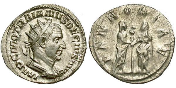 1 Антониниан Римская империя (27BC-395) Серебро Деций Траян (201-251)