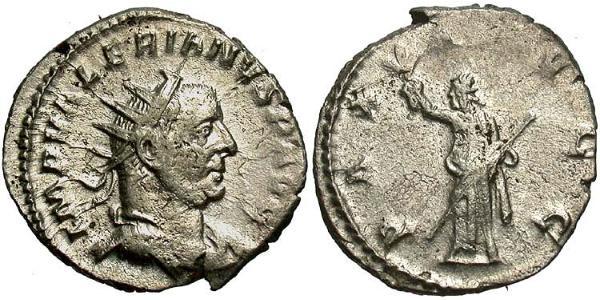 1 Антониниан Римская империя (27BC-395) Серебро Валериан I (193-260)