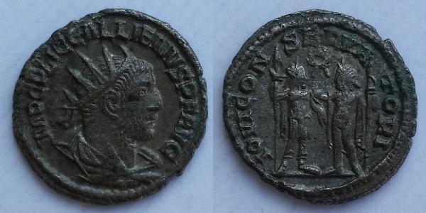 1 Антониниан Римская империя (27BC-395) Серебро Галлиен (218-268)