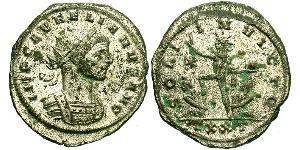 1 Антониниан Римская империя (27BC-395) Серебро/Медь Аврелиан (215-275)