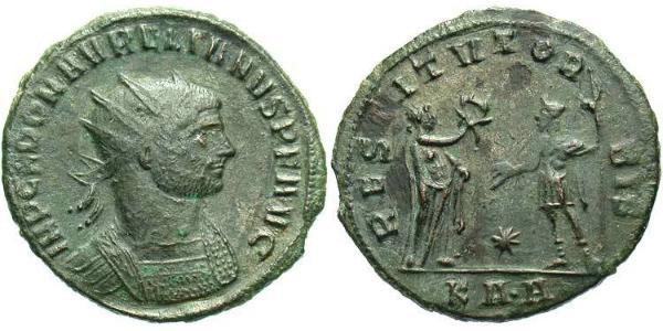 1 Антониниан Римская империя (27BC-395) Серебро/Медь Аврелиан (215-275)