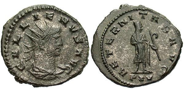 1 Антонініан Римська імперія (27BC-395) Мідь/Срібло Галліен (218-268)