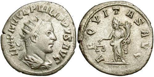 1 Антонініан Римська імперія (27BC-395) Срібло Філіп II (237-249)