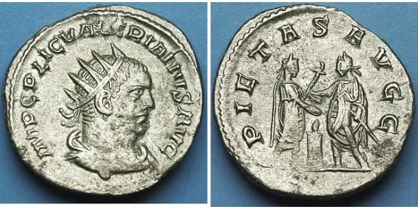 1 Антонініан Римська імперія (27BC-395) Срібло Валеріан I (193-260) / Галліен (218-268)