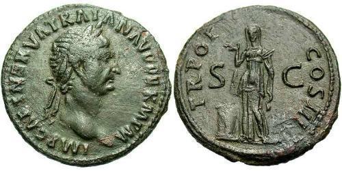 1 Асс Римская империя (27BC-395) Бронза Траян (53-117)