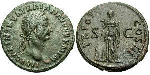 1 Асс Римська імперія (27BC-395) Бронза Траян (53-117)