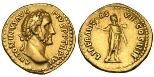 1 Ауреус Римська імперія (27BC-395) Золото Антоній Пій  (86-161)